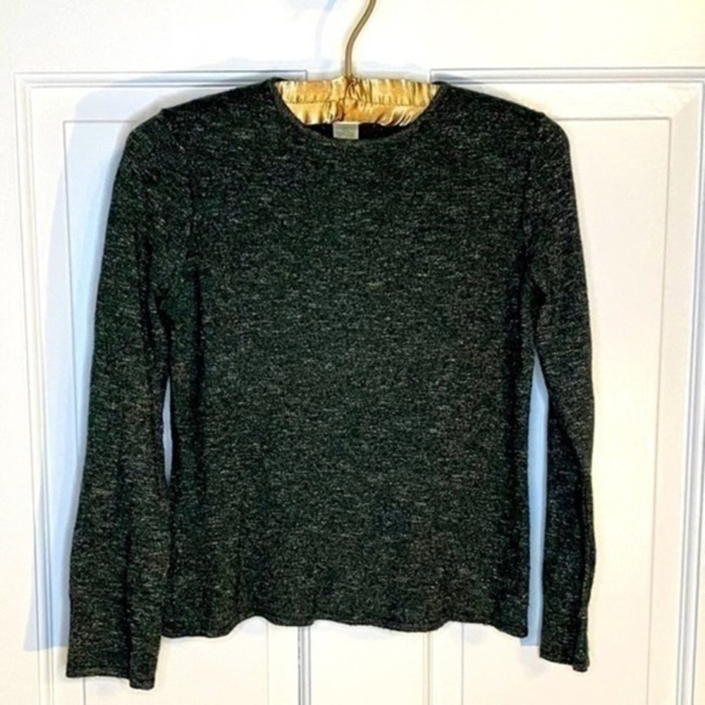 Gray Green Merino Wool Rayon Scoop Neck‎ Sweater Size Small